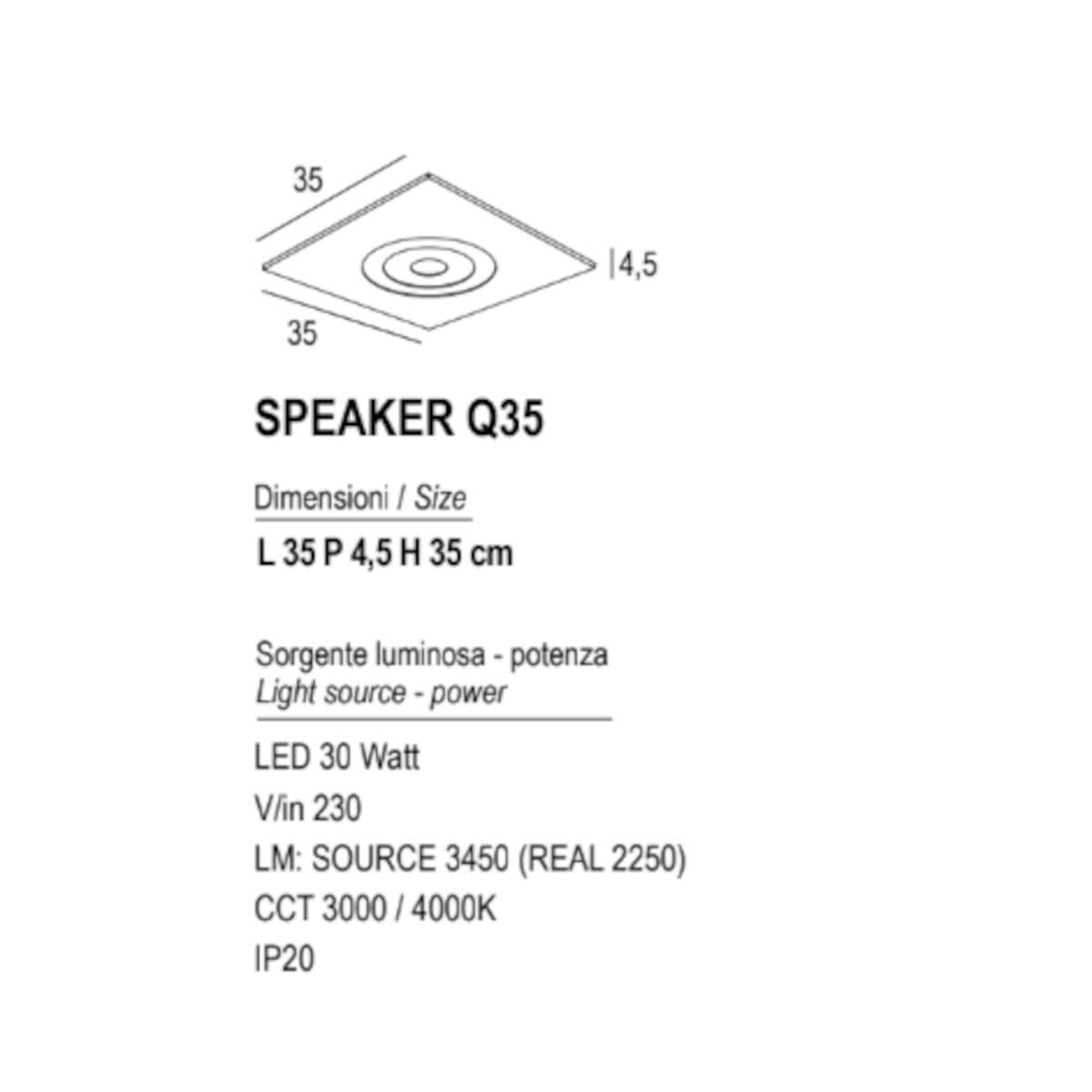 Plafoniera moderna  Promoingross SPEAKER Q35 FULL LED metallo metacrilato - 6