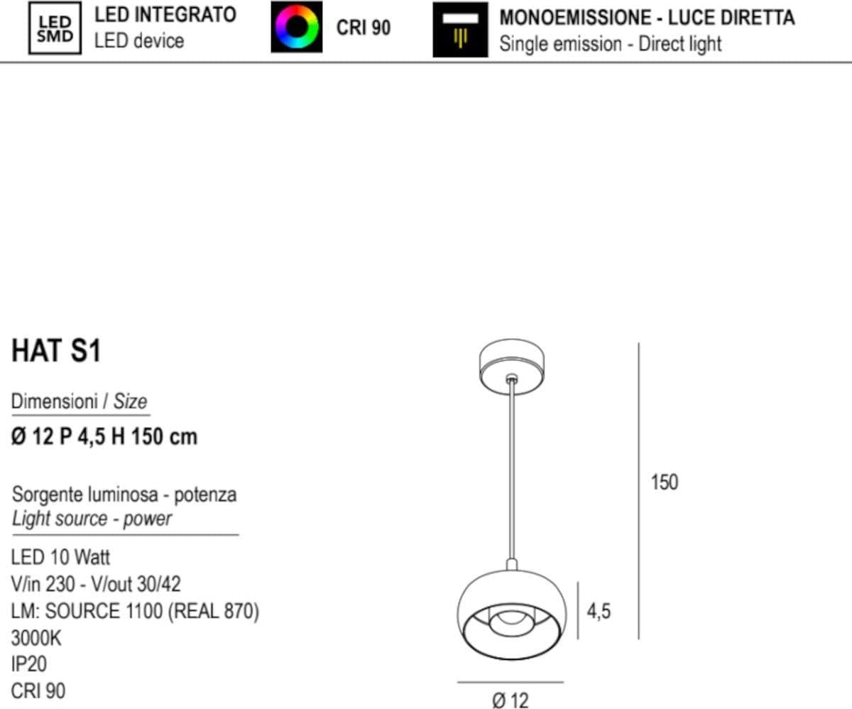 Lampadario moderno Promoingross HAT S1 LED metallo metacrilato - 8
