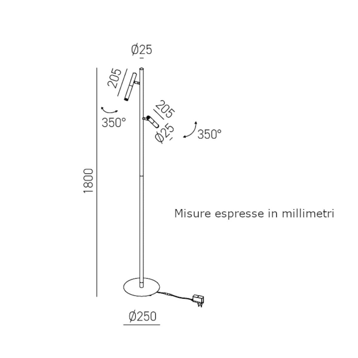 Piantana moderna Gea Luce GPIA40 LED orientabile dimmerabile alluminio - 4