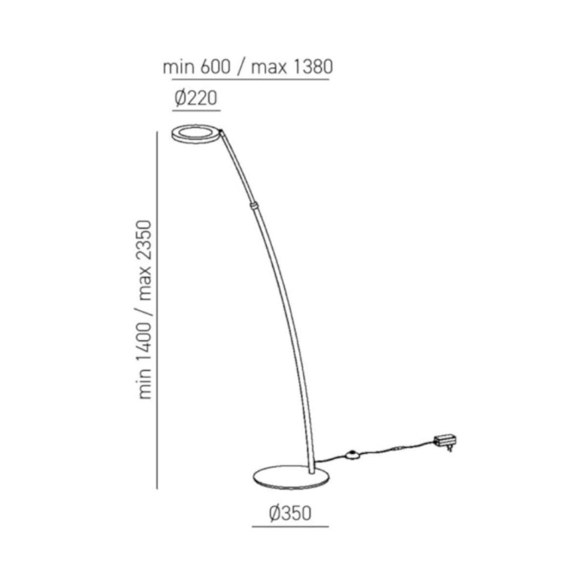 Piantana arco moderna Gea Luce GPIT30 LED alluminio dimmerabile allungabile - 3
