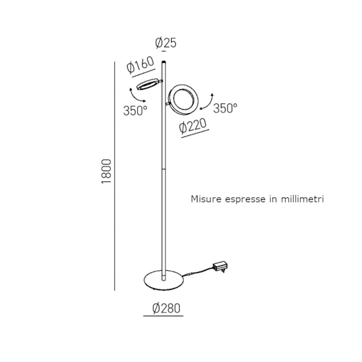 Piantana moderna Gea Luce GPIT32 LED alluminio dimmerabile orientabile - 3
