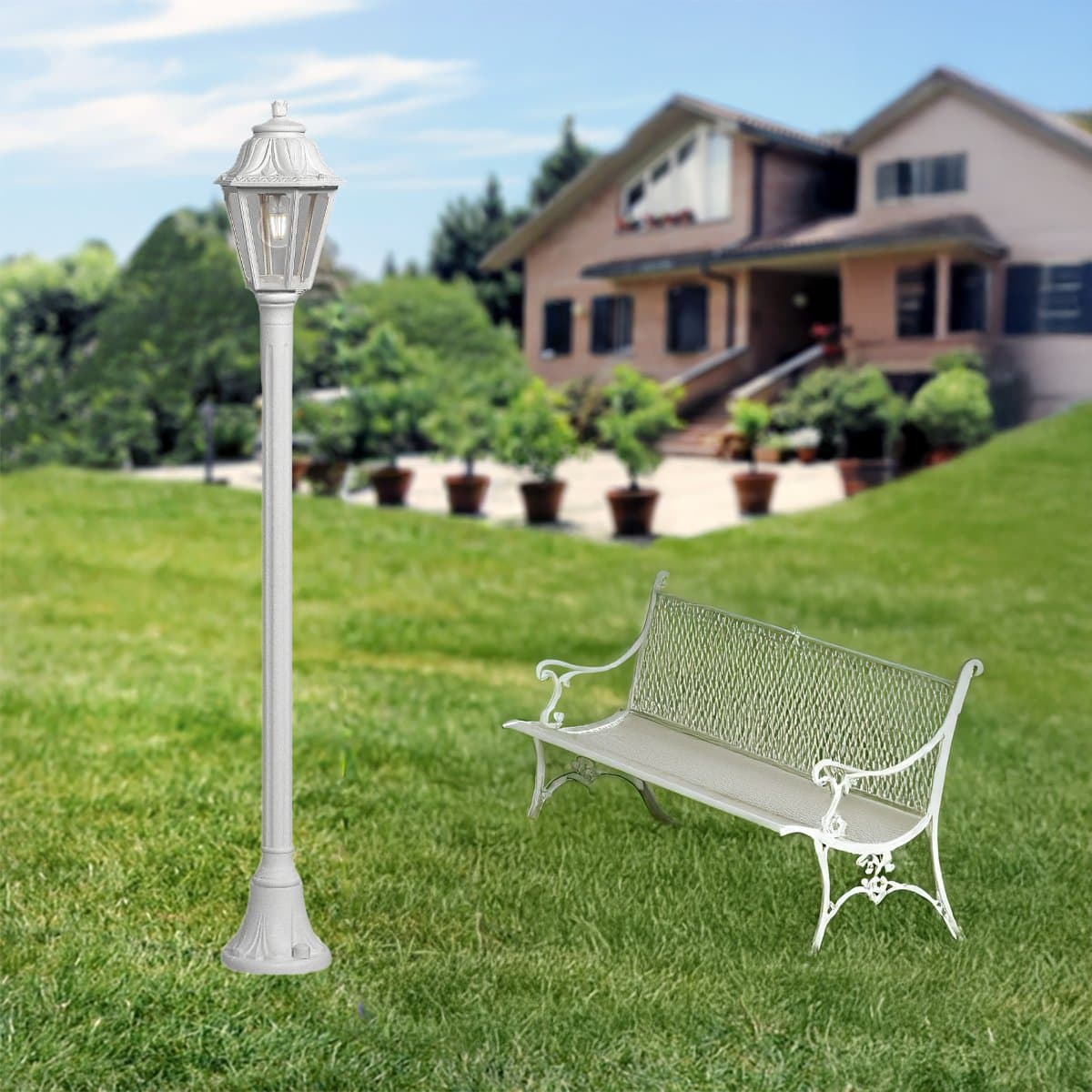 Lampioncino esterno Top Light ASTI PA140 BI E27 LED IP55 resina - 2