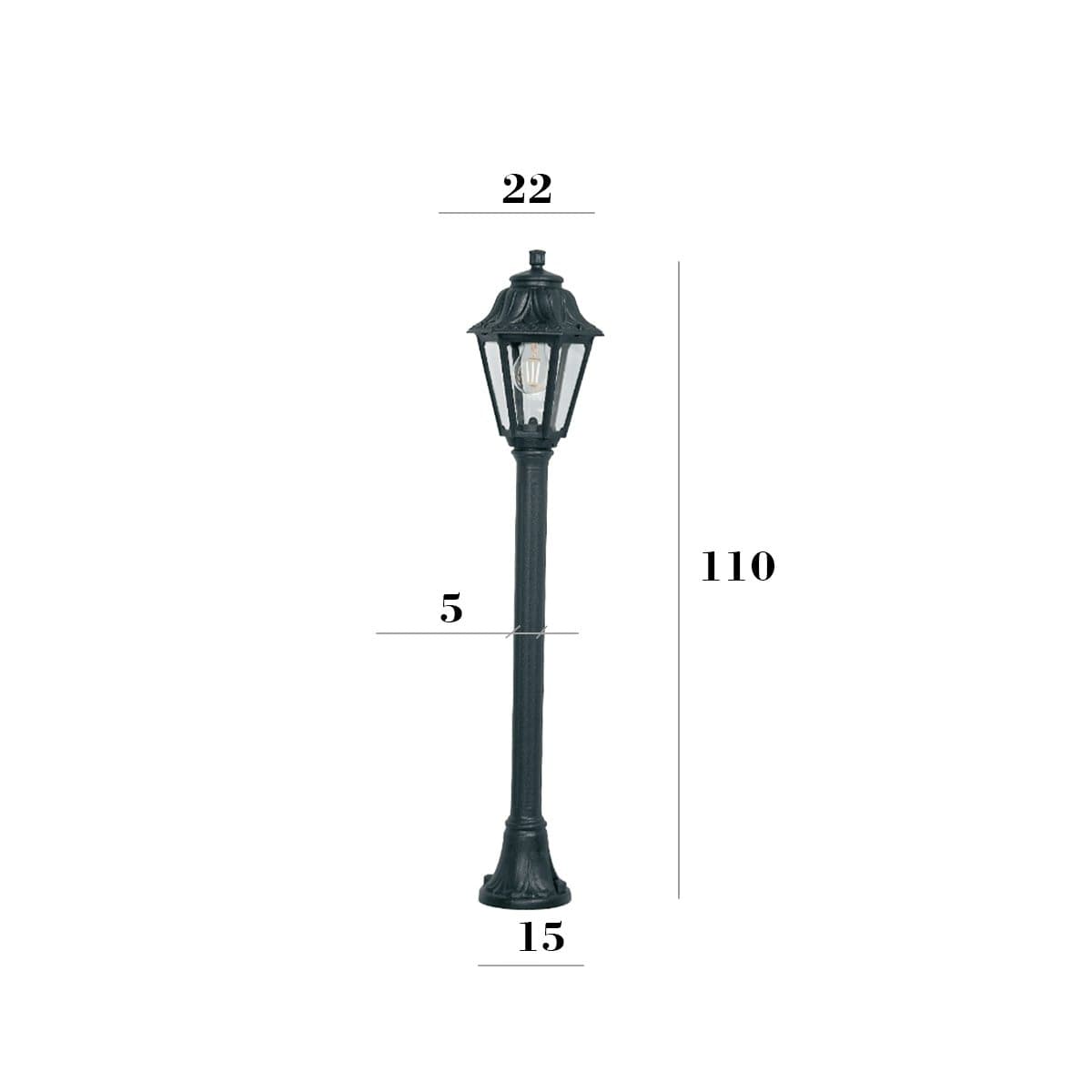 Lampioncino esterno Top Light ASTI PA110 NE E27 LED IP55 resina - 4