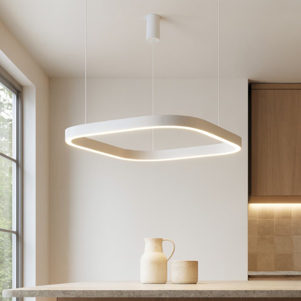 Lampadario moderno Gea Luce CRISEIDE S1G QUADRATA FCRSB9Q LED biemissione alluminio - 2