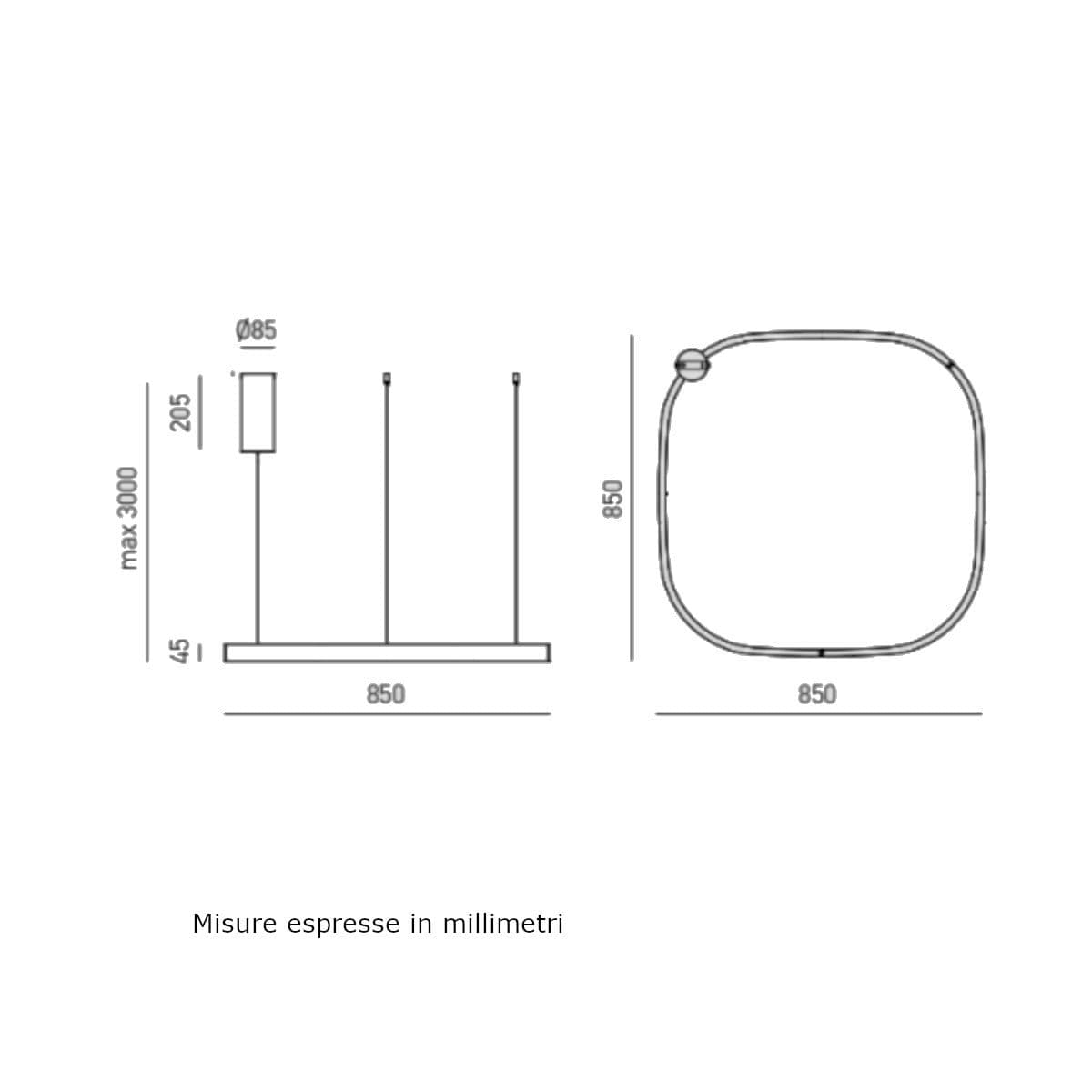 Lampadario moderno Gea Luce CRISEIDE S1G QUADRATA FCRSB9Q LED biemissione alluminio - 3