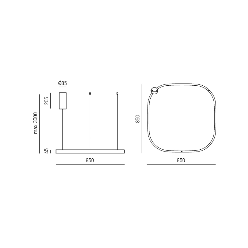 Lampadario moderno Gea Luce CRISEIDE S1G QUADRATA FCRSN9Q LED biemissione alluminio - 3