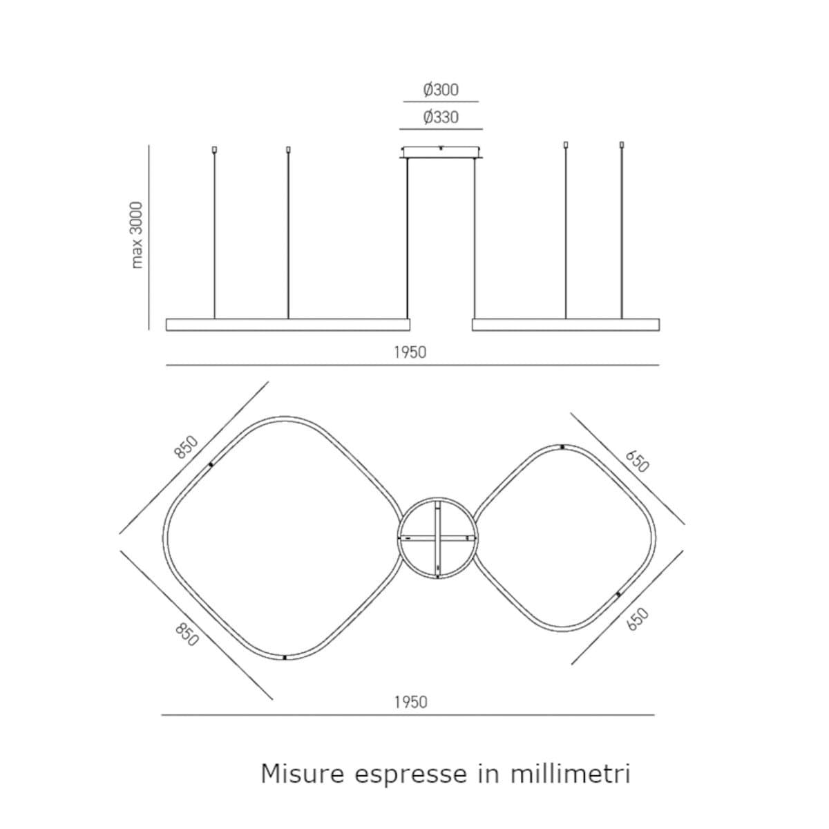 Lampadario moderno Gea Luce CRISEIDE S2D QUADRATA FCRSB5Q LED bianco alluminio silicone - 4