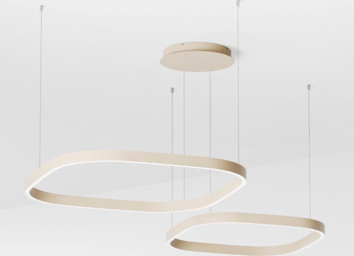 Lampadario moderno Gea Luce CRISEIDE S2D QUADRATA FCRSBE5Q LED new beige alluminio silicone - 2
