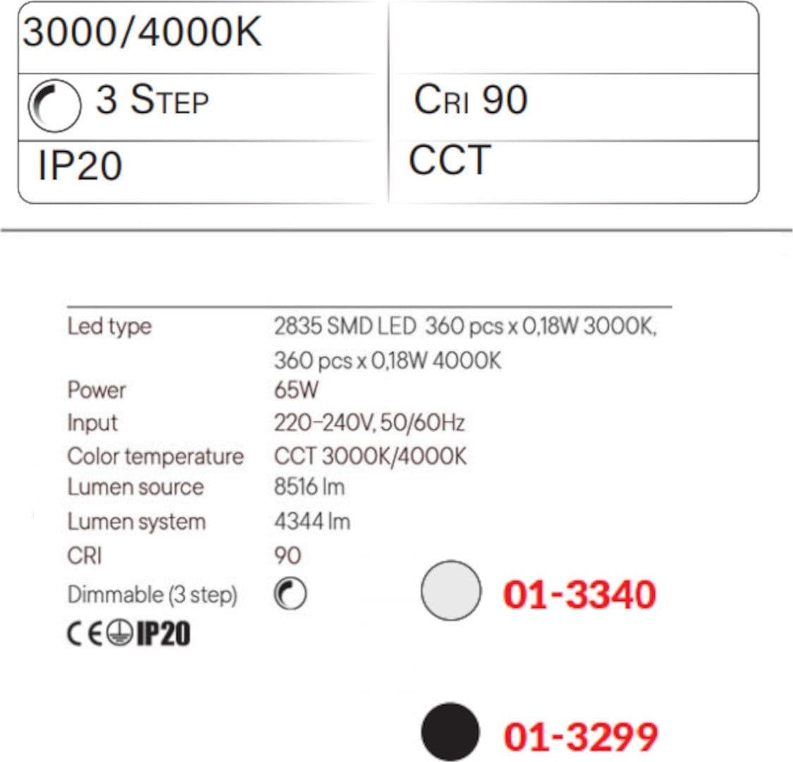 Lampadario moderno Redo Group LEO 01 3340 01 3299 LED CCT bianco nero dimmerabile alluminio - 6