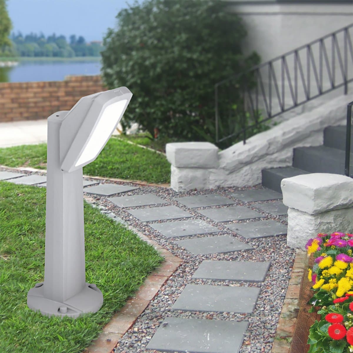 Lampioncino esterno Top Light TRENTO PA64 GR E27 LED resina - 2