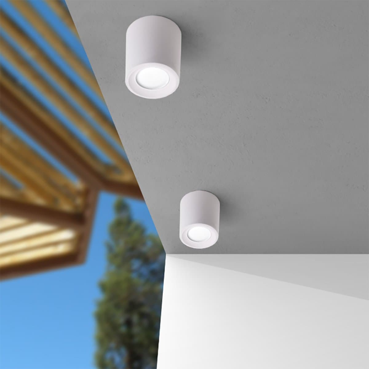 Plafoniera esterno resina Top Light PISA PLP BI GU10 CCT LED IP55 - 2