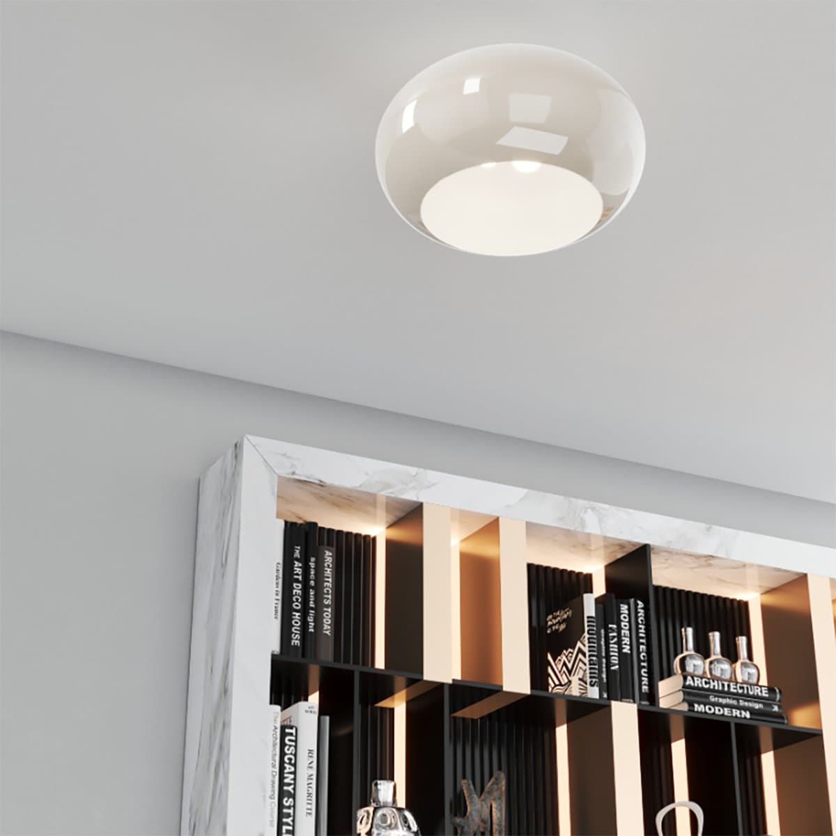 Plafoniera vetro soffiato tortora Top light CASPER 1218 PL42 TO E27 LED - 2