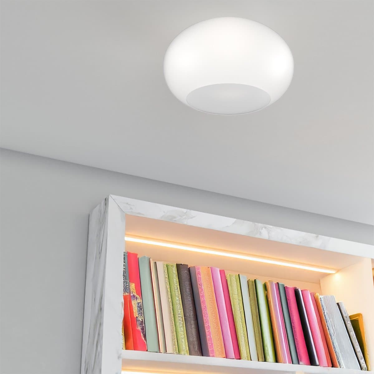 Plafoniera vetro soffiato bianco latte Top light CASPER 1218 PL42 BI E27 LED - 2