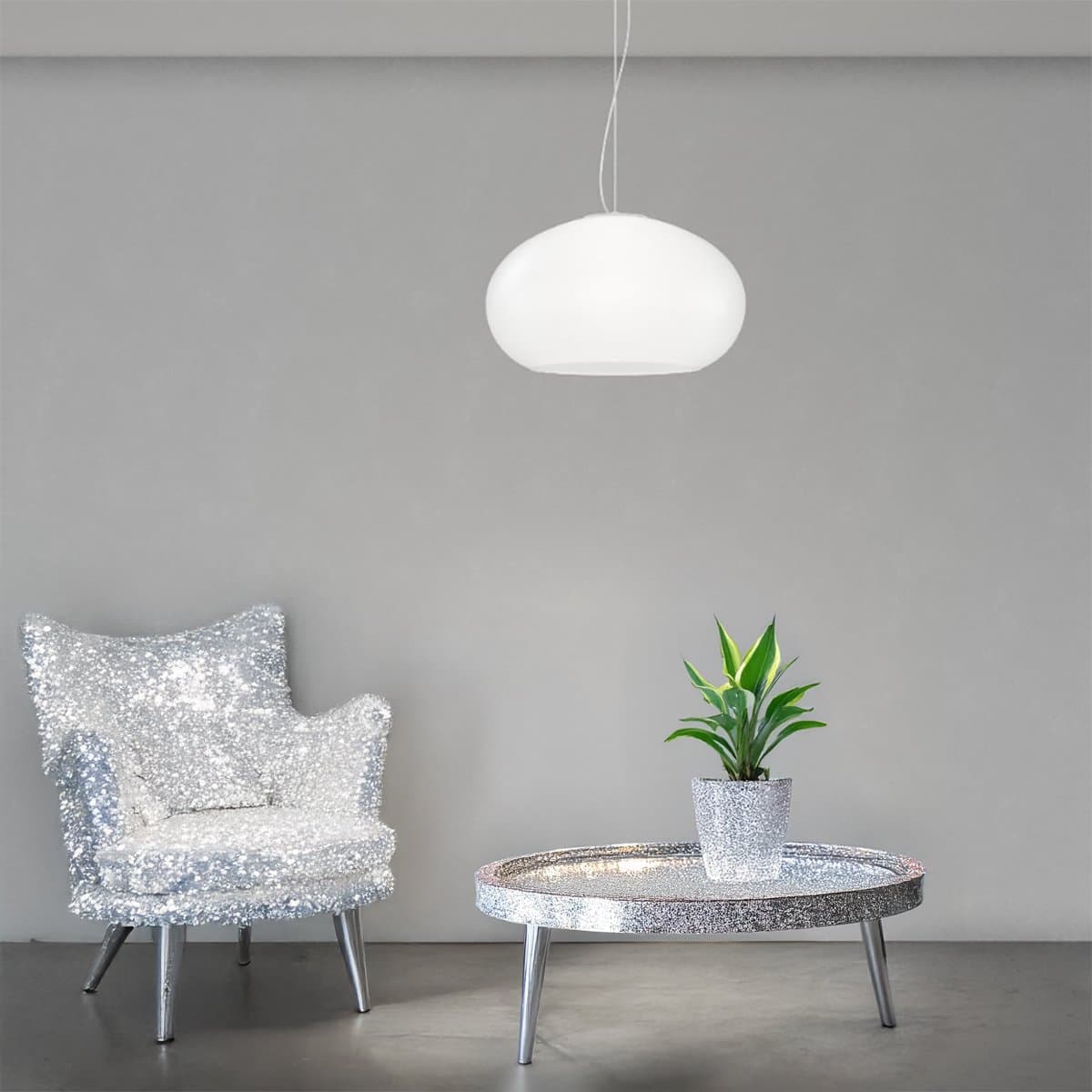 Lampadario vetro soffiato bianco latte Top light CASPER 1218 S42 BI E27 LED - 2