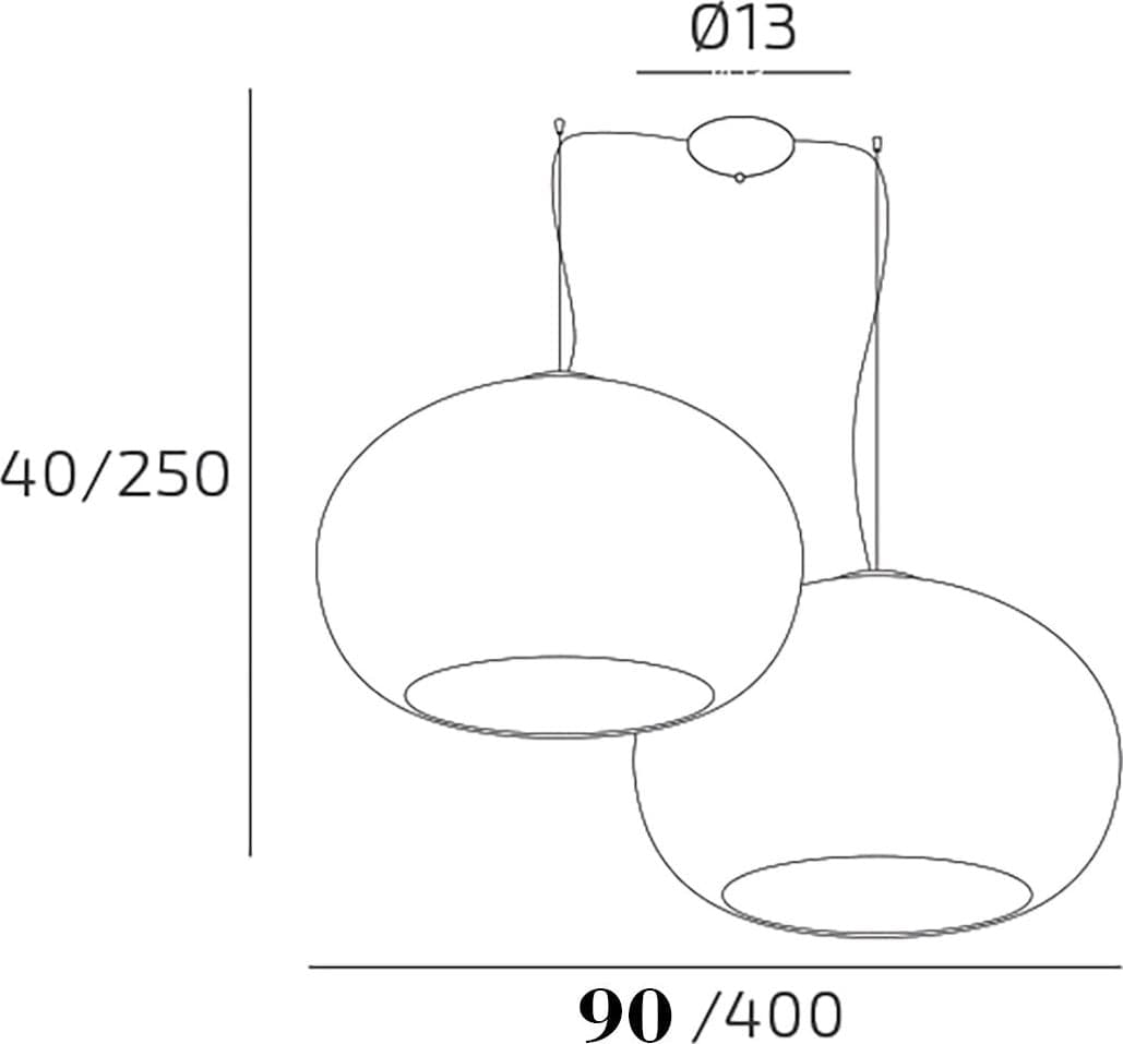 Lampadario 2 luci vetro soffiato bianco Top light CASPER 1218 S2 S42 BI E27 LED - 3