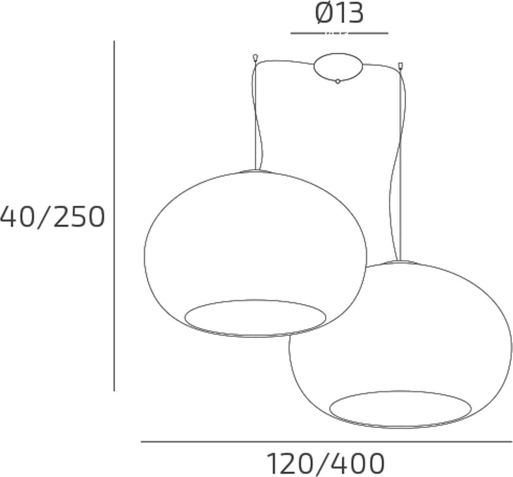 Lampadario 2 luci vetro soffiato bianco Top light CASPER 1218 S2 S55 BI E27 LED - 3