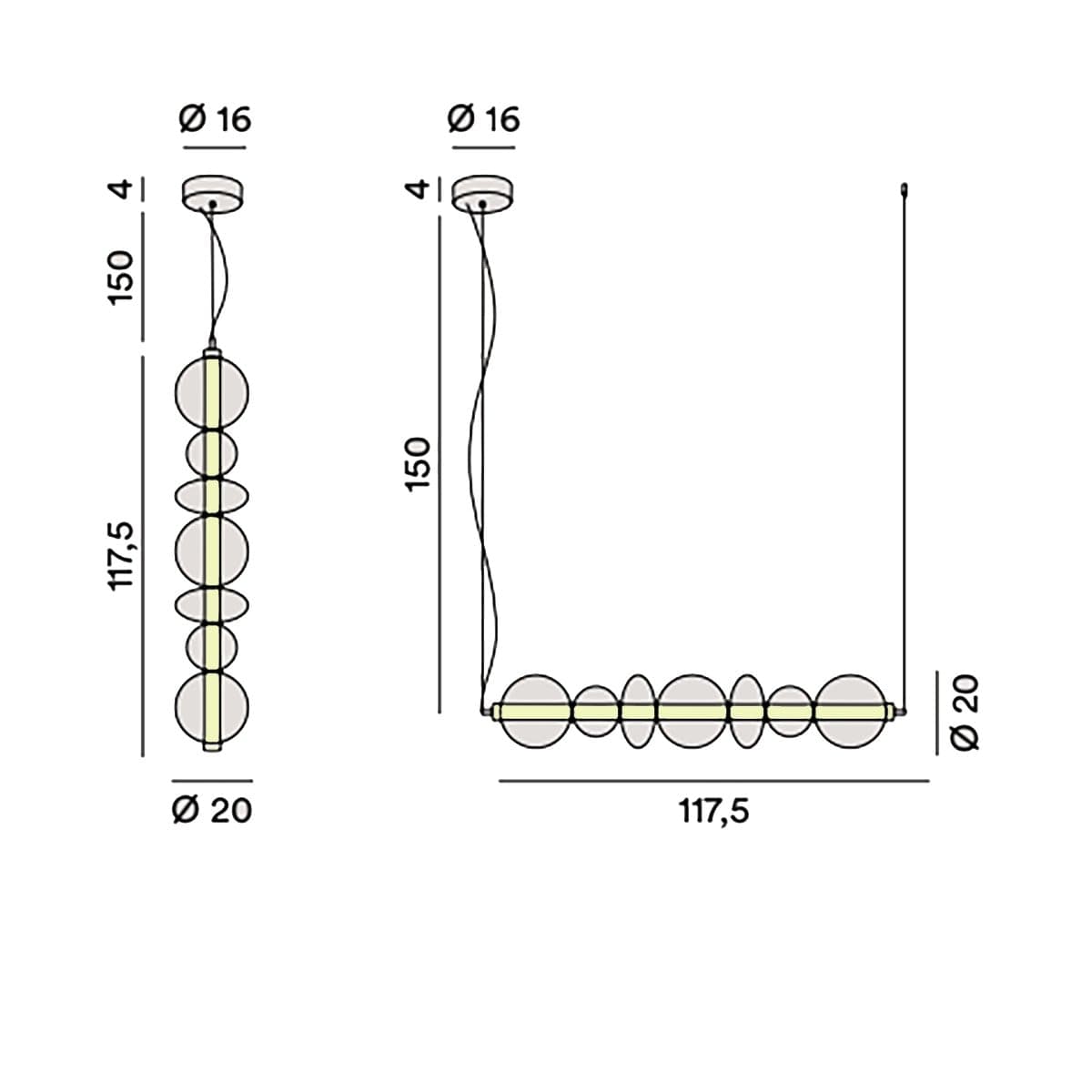 Lampadario Perenz BUBBLES 8164 TR LC LED 3000K 4250LM ORO - 6