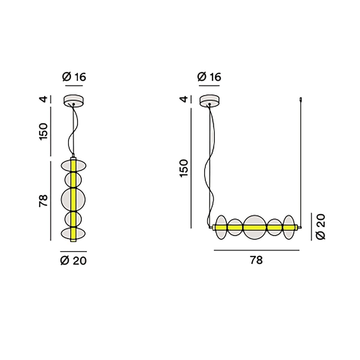 Lampadario Perenz BUBBLES 8163 TR LC LED 3000K 3040LM ORO - 8