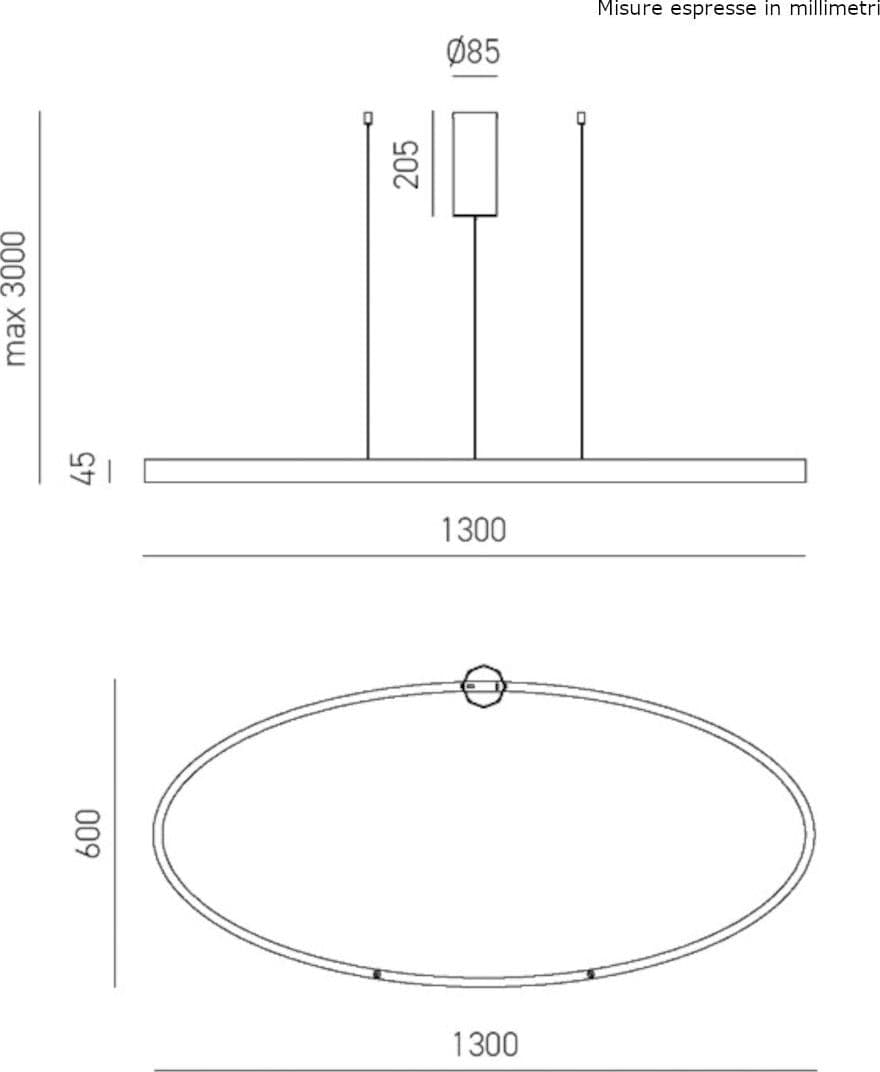 Lampadario moderno Gea Luce CRISEIDE S1G OVALE FCRSB9O LED bianco alluminio silicone - 3