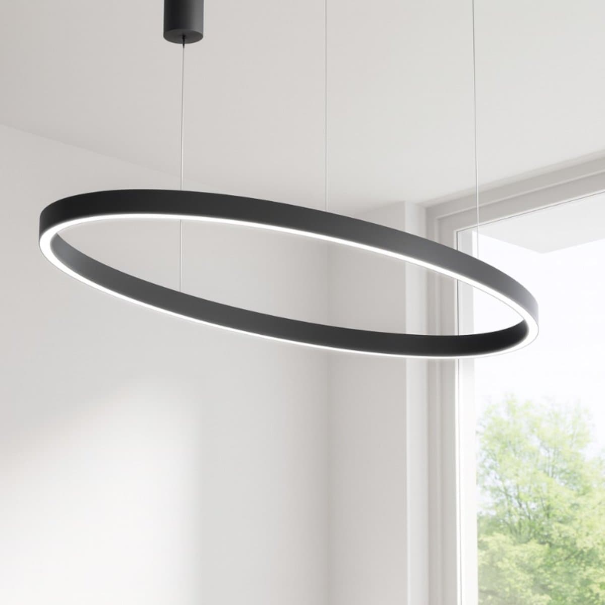 Lampadario moderno Gea Luce CRISEIDE S1G OVALE FCRSN9O LED nero alluminio silicone - 2