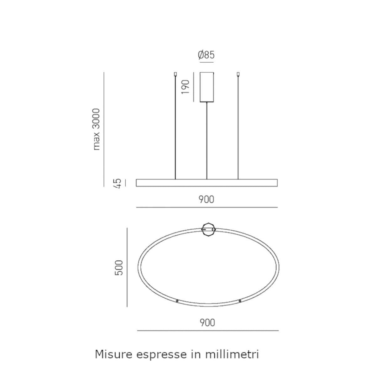 Lampadario moderno Gea Luce CRISEIDE S1P OVALE FCRSN8O LED nero alluminio silicone - 2