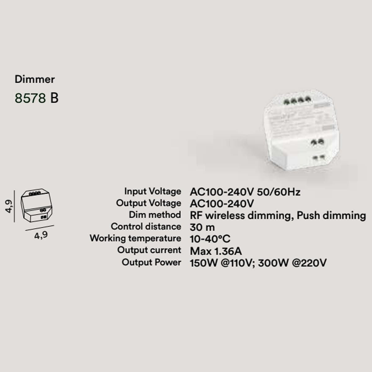 Dimmer Perenz 8578 B 300W regolatore d'intensità scatola 503 220V - 2