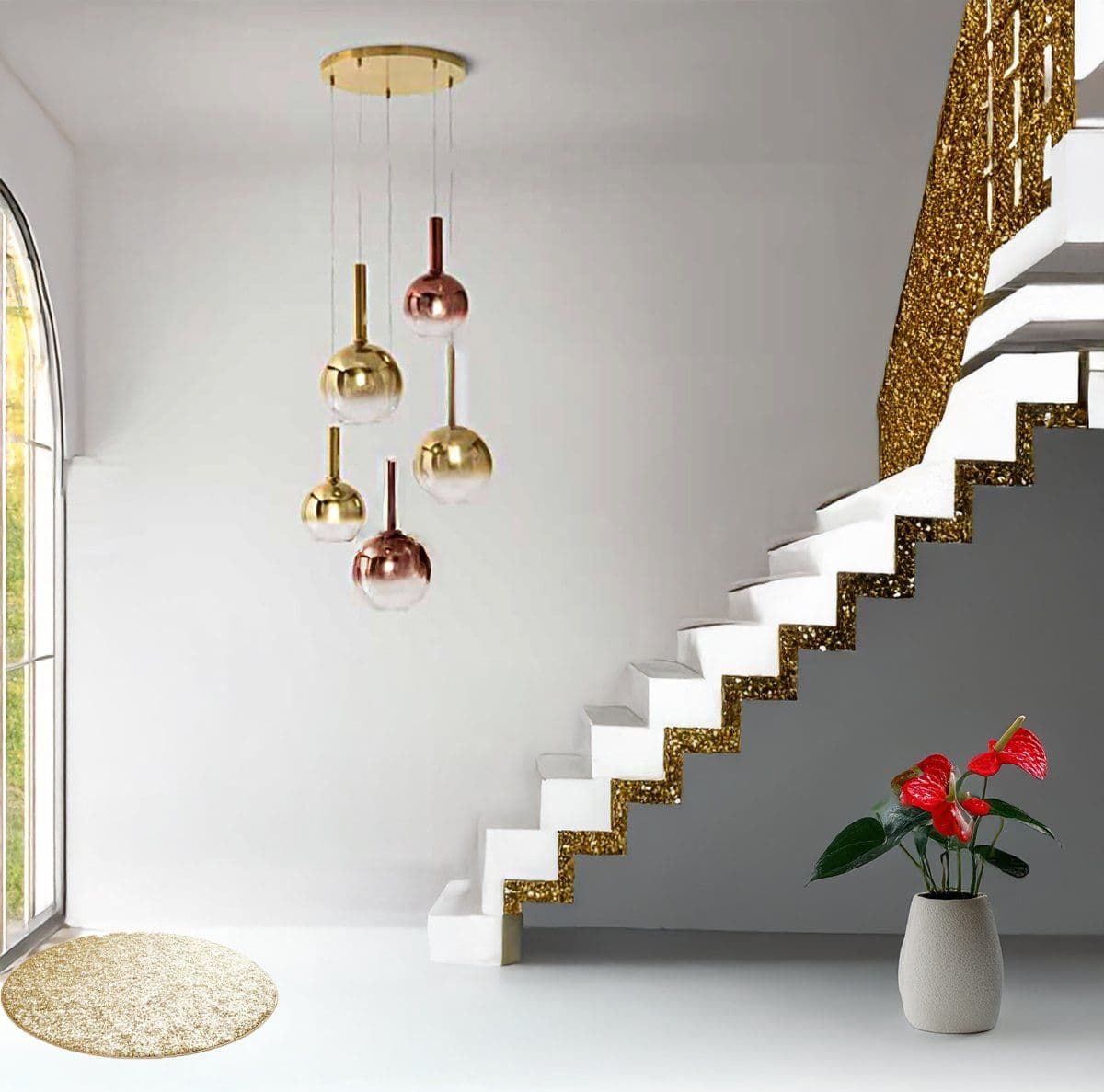 Lampadario vetro colorato Perenz LOLLIPOP 8554 8556 8032 multiluce rame oro ottone brunito - 2