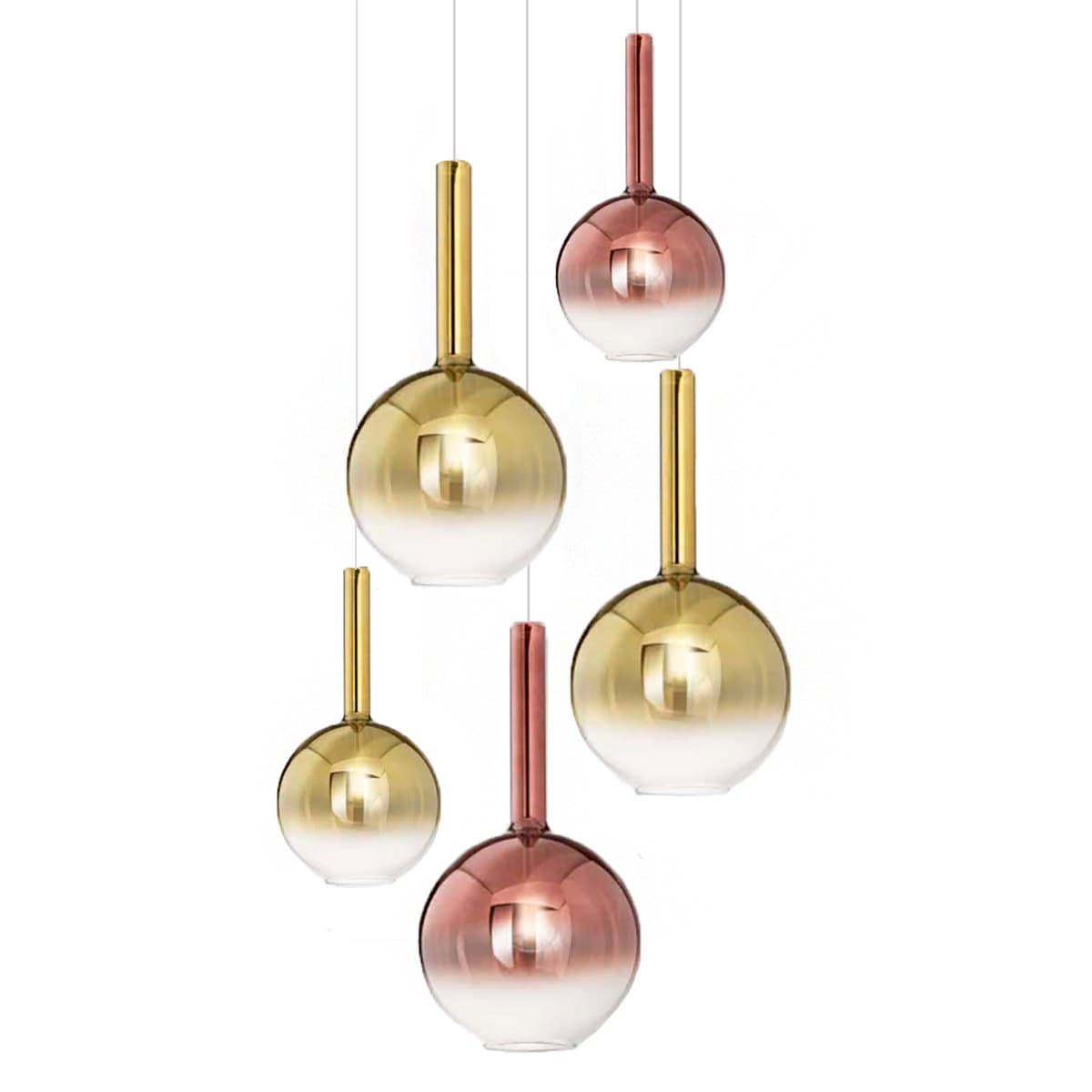 Lampadario vetro colorato Perenz LOLLIPOP 8554 8556 8032 multiluce rame oro ottone brunito - 3