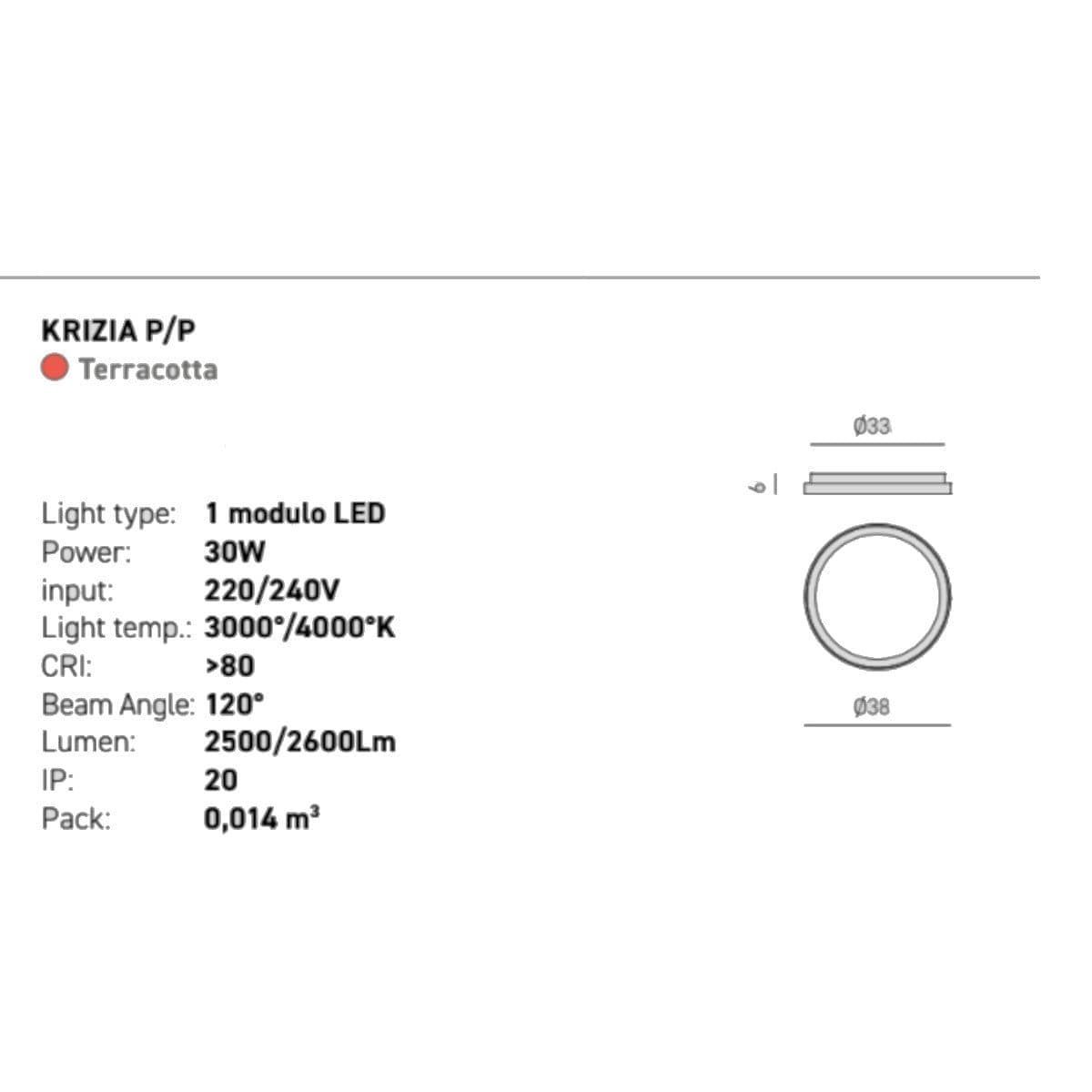 Plafoniera moderna Gea Luce KRIZIA PP FKRPTE1 LED terracotta alluminio acrilico - 3