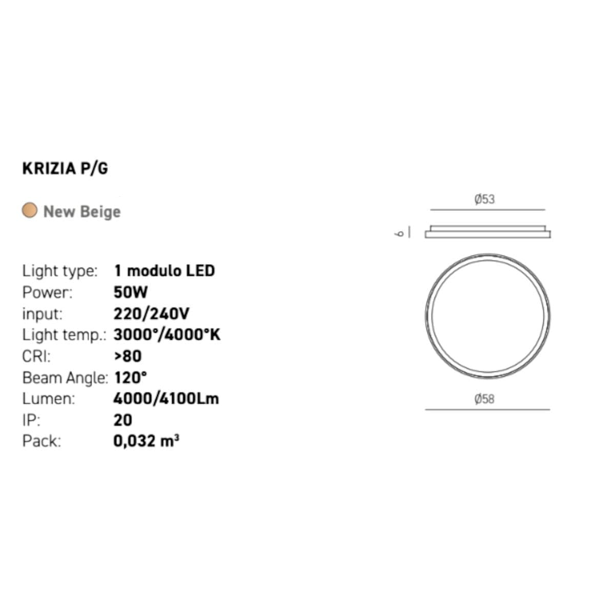 Plafoniera moderna Gea Luce KRIZIA PG FKRPBE3 LED beige alluminio acrilico - 3
