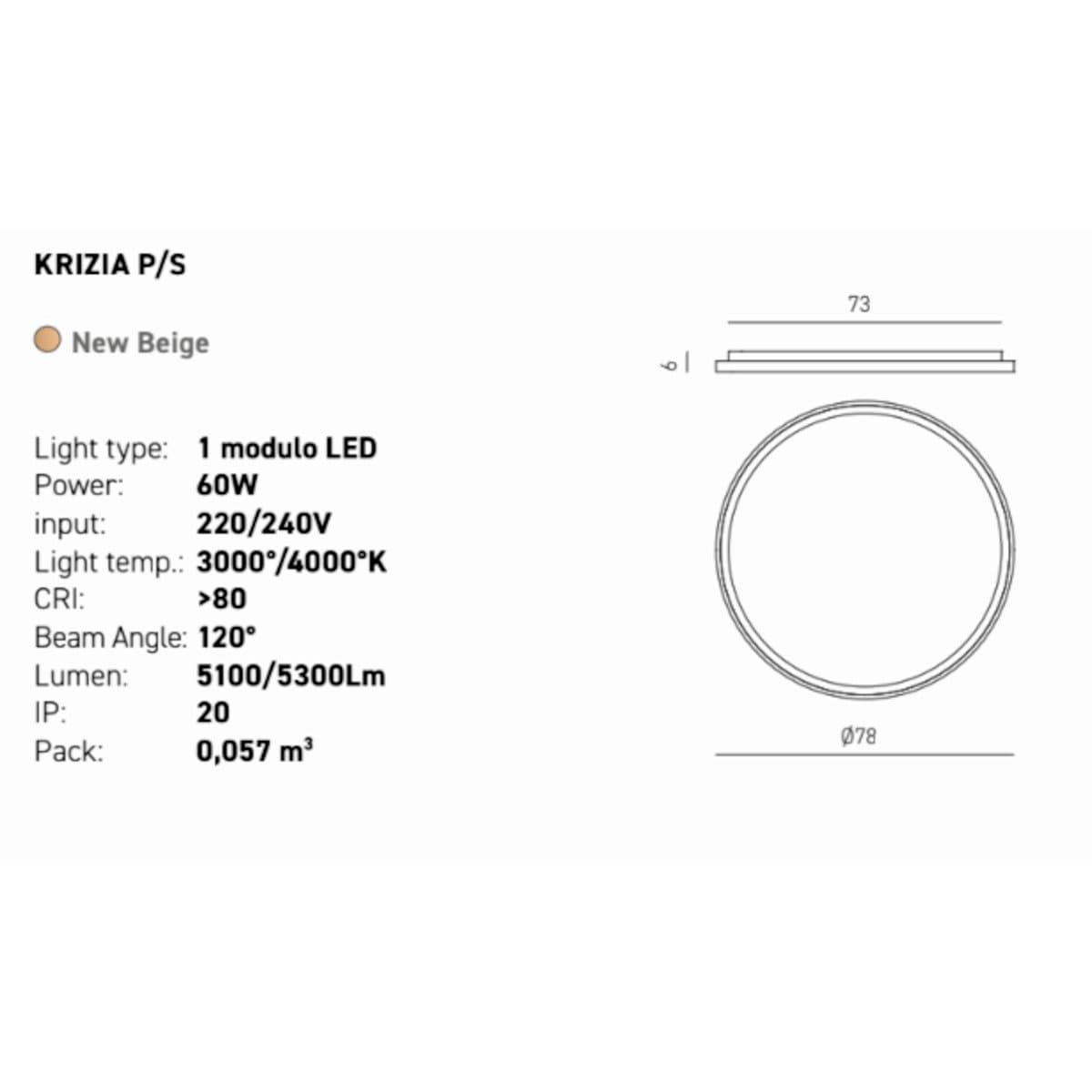 Plafoniera moderna Gea Luce KRIZIA PS FKRPBE4 LED beige alluminio metacrilato - 3