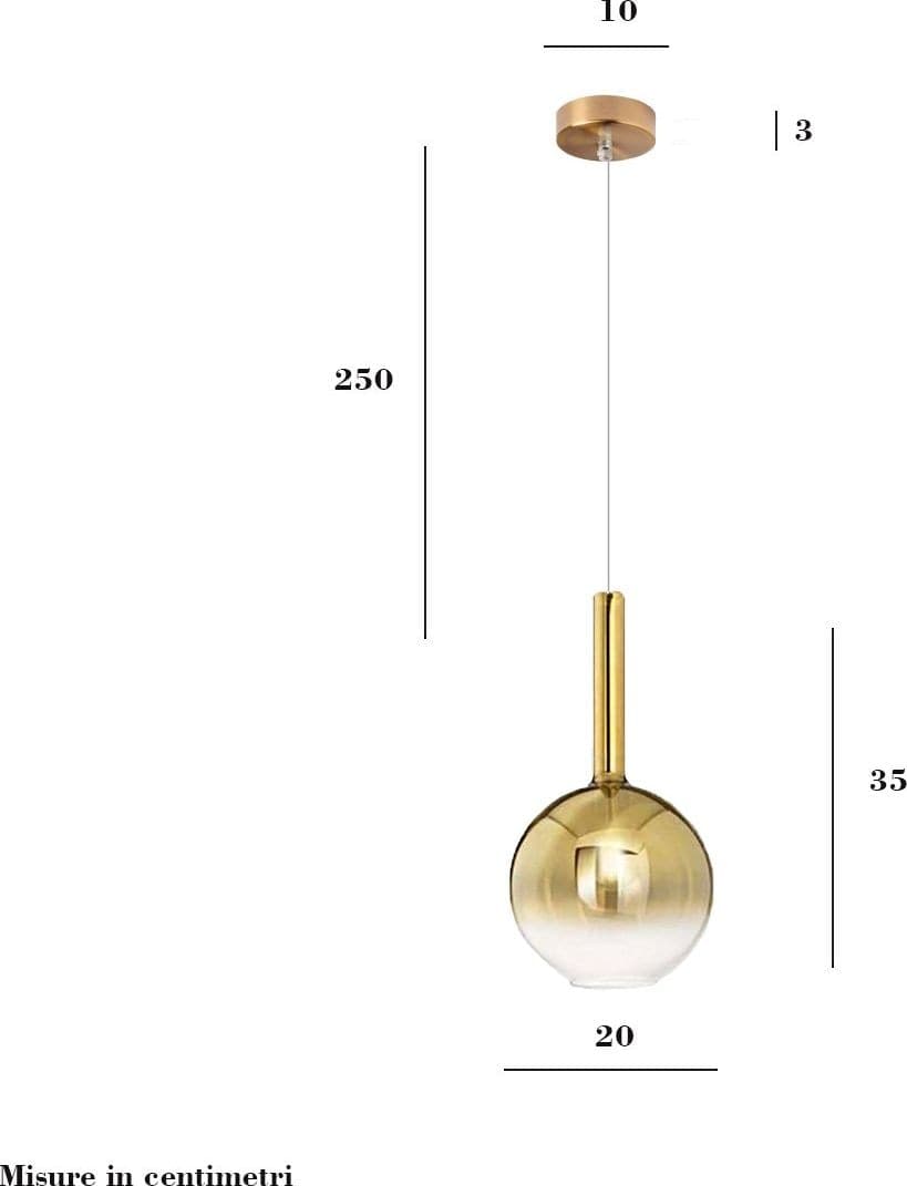 Sospensione vetro oro specchiato Perenz LOLLIPOP 8554 OR 6247 OB E27 LED - 3