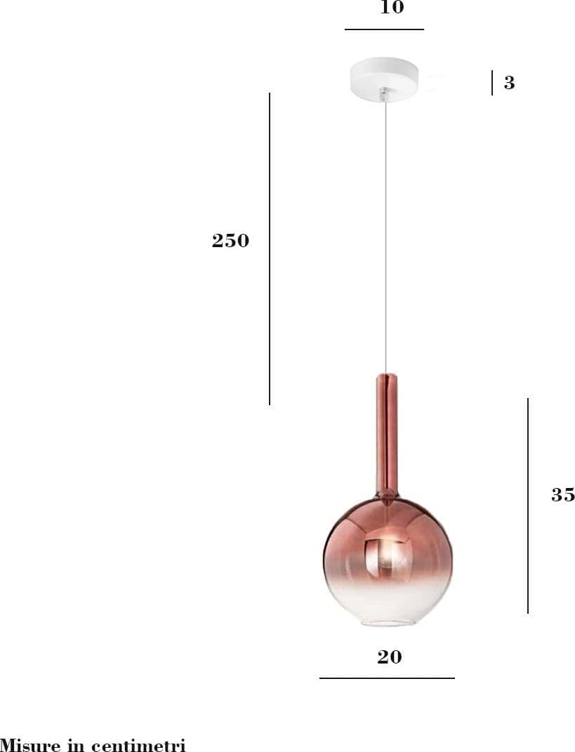Sospensione vetro rame specchiato Perenz LOLLIPOP 8554 RM 6247 BM E27 LED - 3
