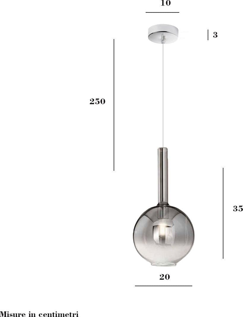 Sospensione vetro fumè specchiato Perenz LOLLIPOP 8554 SP 6247 E27 LED - 4