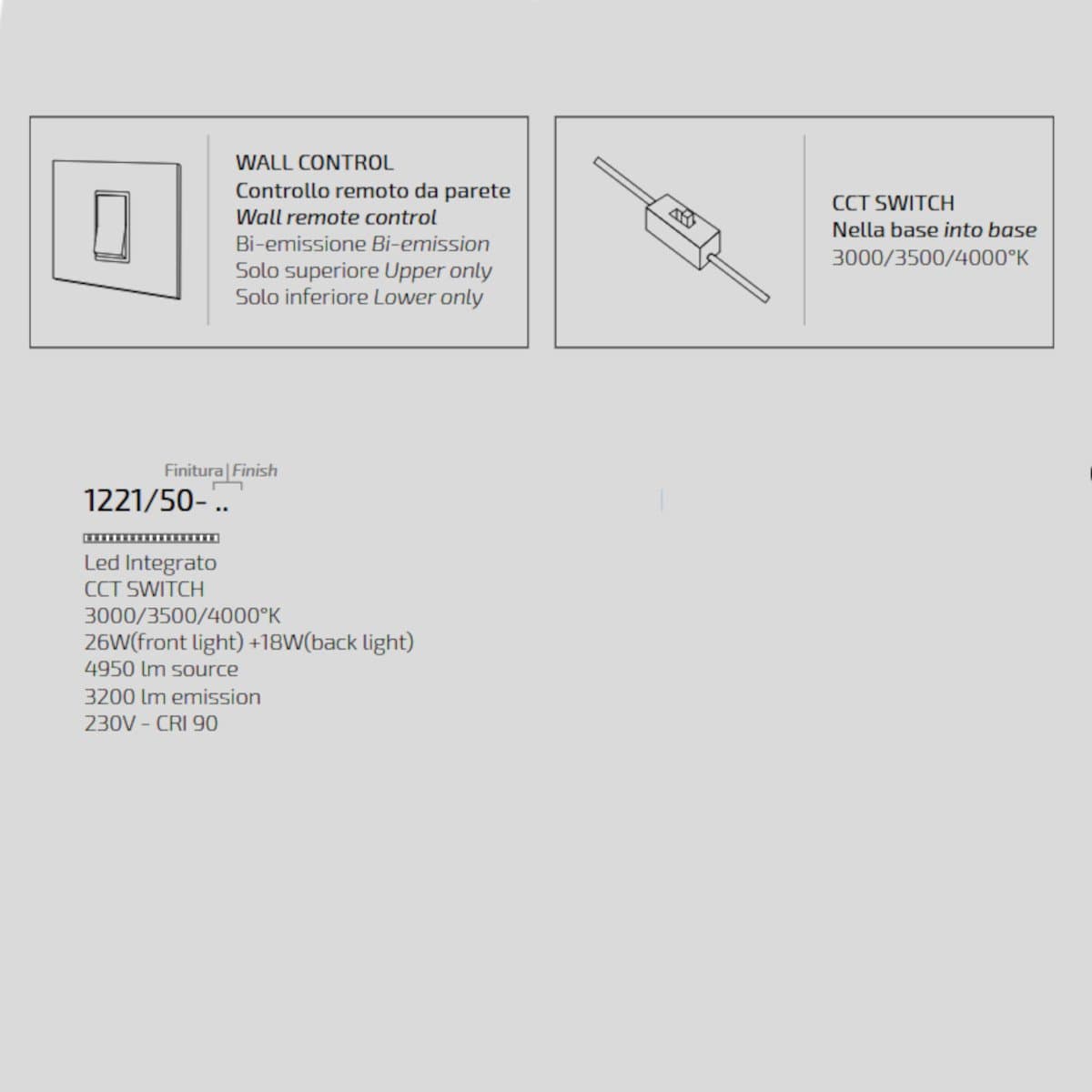 Plafoniera moderna Top light PLANA 1221 50 LED CCT SWITCH metallo acrilico - 8