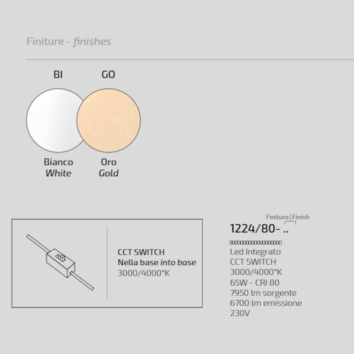Plafoniera moderna Top light MERCURY 1224 80 LED CCT SWITCH metallo - 10