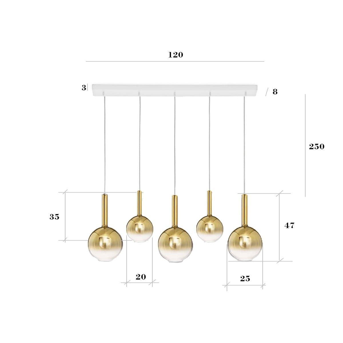 Sospensione vetro oro specchiato Perenz LOLLIPOP 8035 B 8554 OR 8556 OR E27 LED multiluce - 3