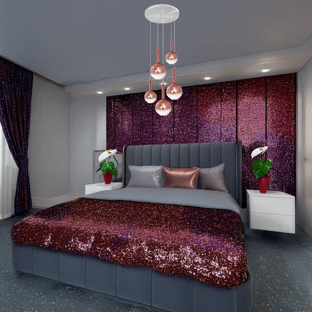Lampadario vetro rame Perenz LOLLIPOP 8554 RM 8556 RM 8032 B multiluce rame bianco - 2