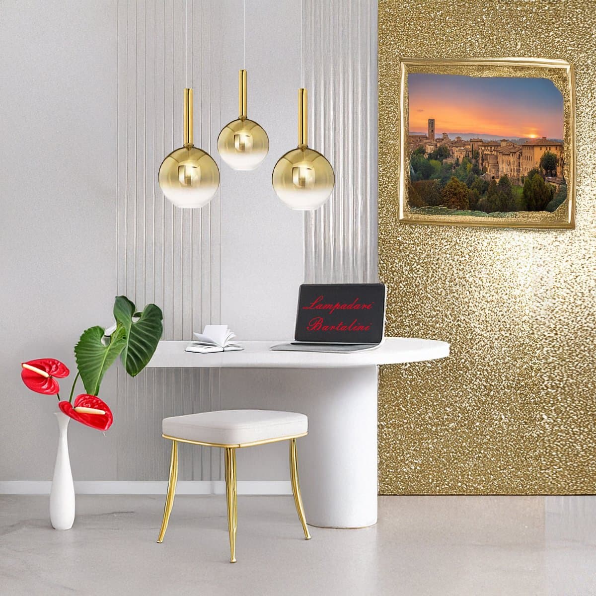 Lampadario vetro oro Perenz LOLLIPOP 8554 OR 8556 OR 8034 B multiluce oro bianco - 2