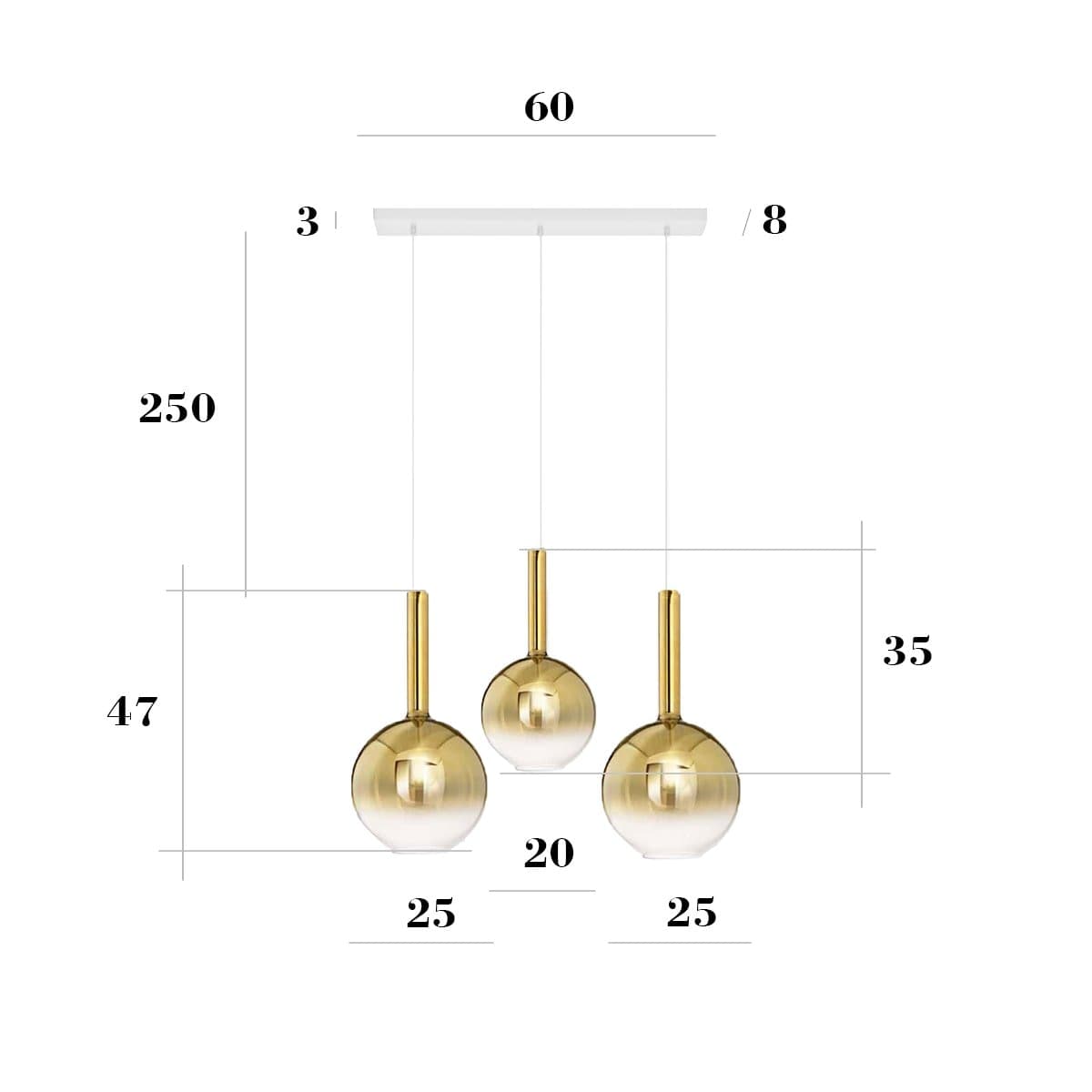 Lampadario vetro oro Perenz LOLLIPOP 8554 OR 8556 OR 8034 B multiluce oro bianco - 3