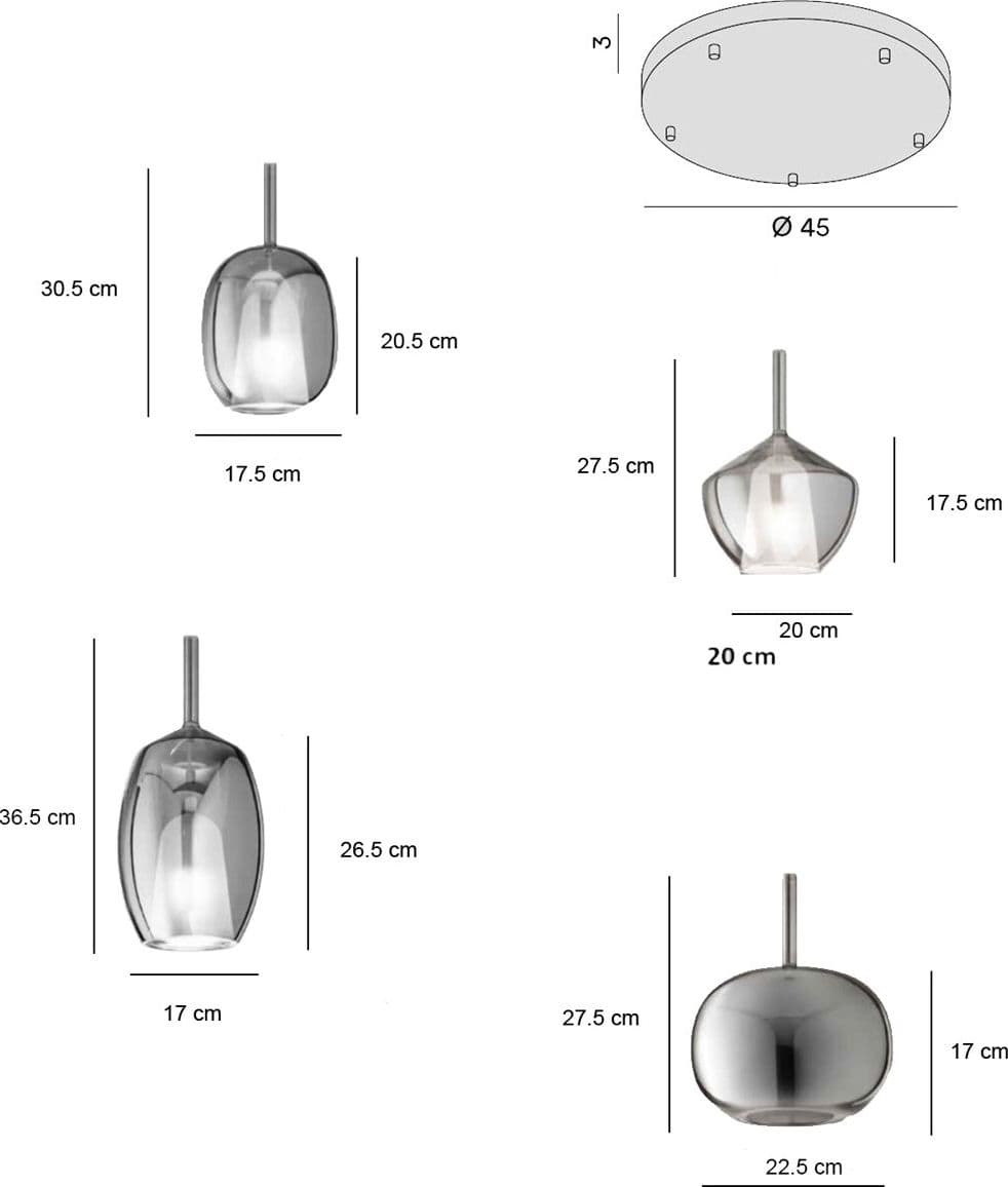 Lampadario Perenz illumina RAIN S5 E27 LED vetri multicolor ottone brunito - 4