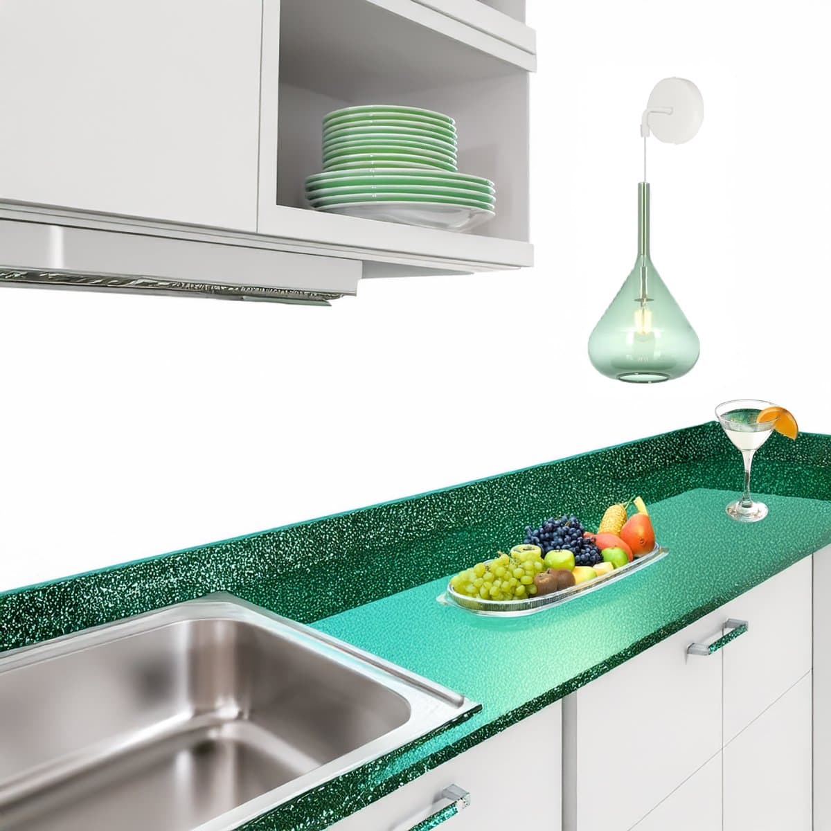 Applique moderna Top Light KONA 1177 BI A VE E27 LED vetro verde - 2