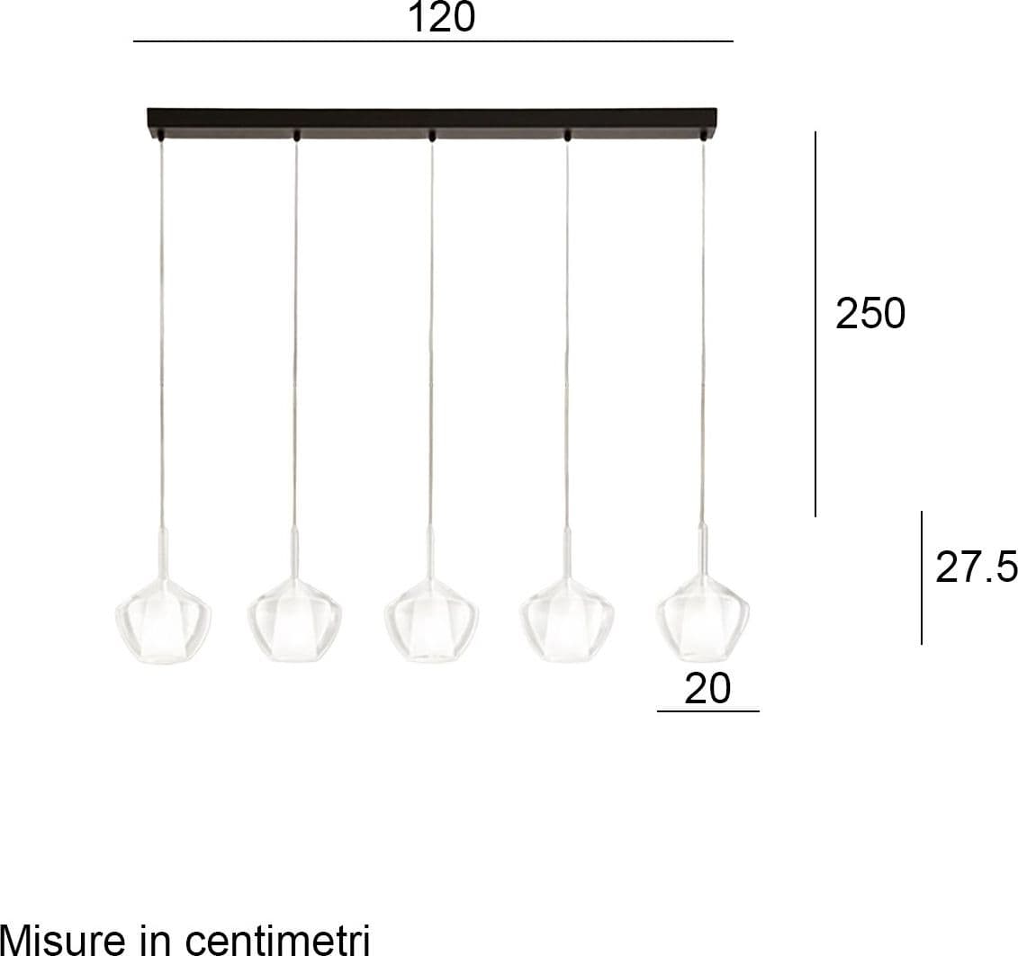 Lampadario Perenz illumina RAIN S5 BR NE TR E27 LED vetri trasparenti base nera - 3