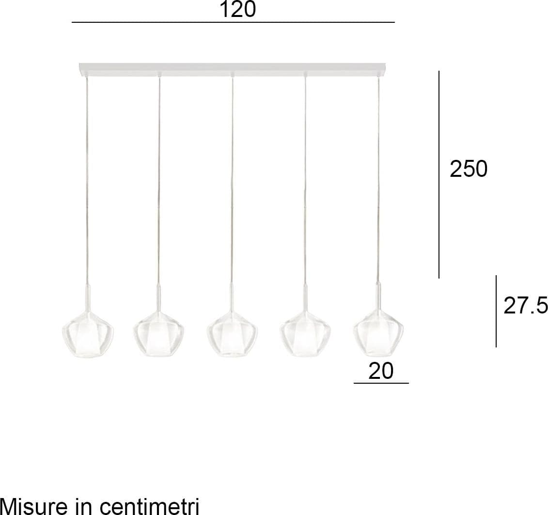 Lampadario Perenz illumina RAIN S5 BR B TR E27 LED vetri trasparenti base bianca - 3