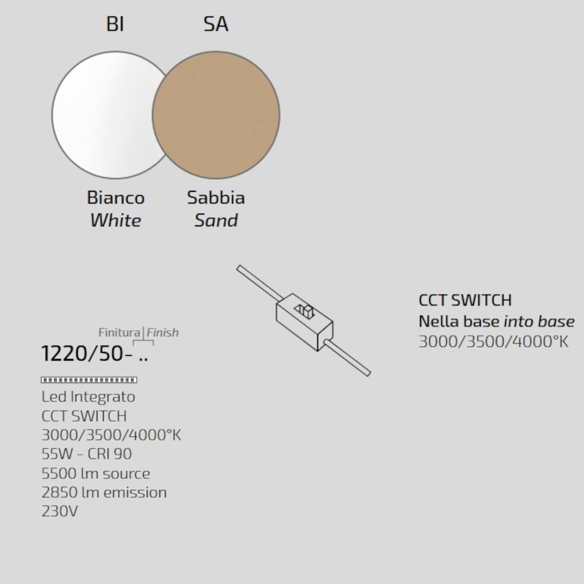 Plafoniera moderna Top light ZOOM 1220 50 LED CCT SWITCH metallo - 8