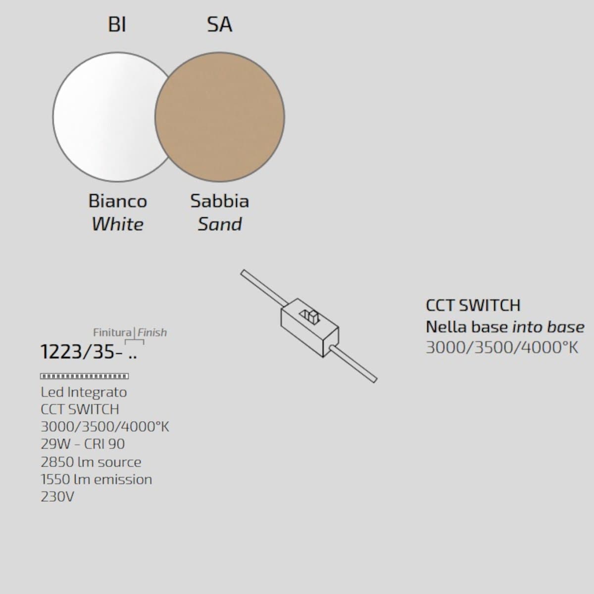 Plafoniera moderna Top light WISH 1223 35 LED CCT SWITCH metallo - 6
