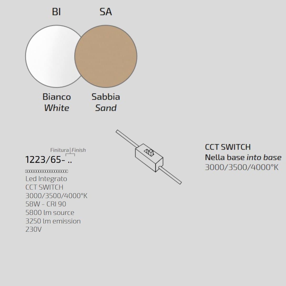 Plafoniera moderna Top light WISH 1223 65 LED CCT SWITCH metallo - 6