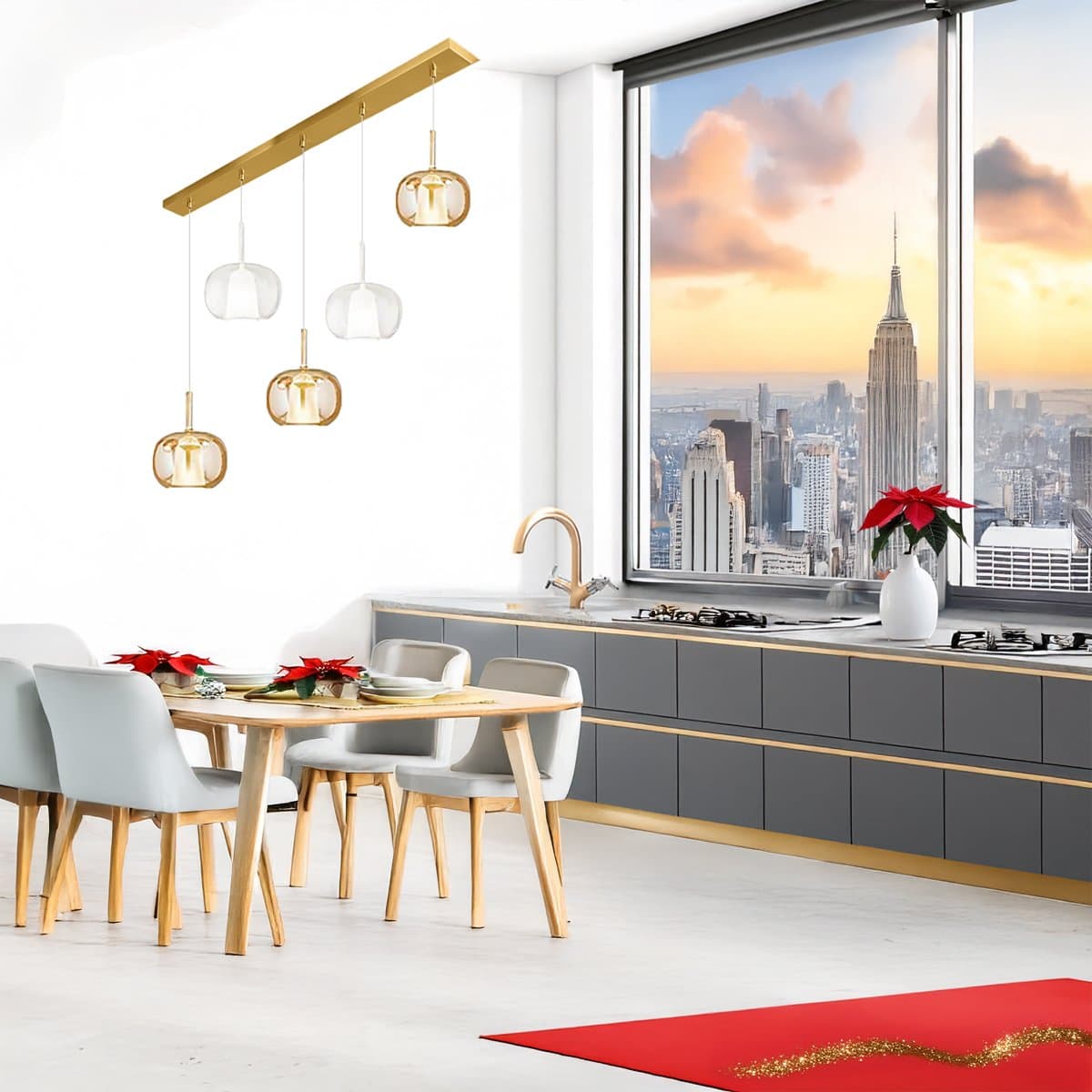 Lampadario Perenz illumina RAIN S5 BR OB 8034 8248 AM TR E27 LED vetro base ottone brunito - 2