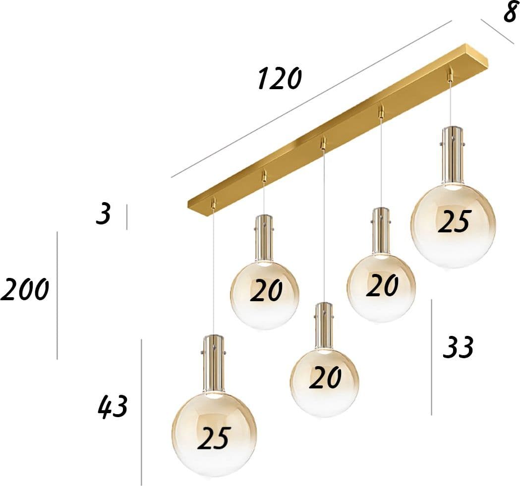 Lampadario Perenz AMPOLLA 8310 8312 AM 8035 OB LED 29W 3000K 2100LM vetro borosilicato sfumato ambra - 4