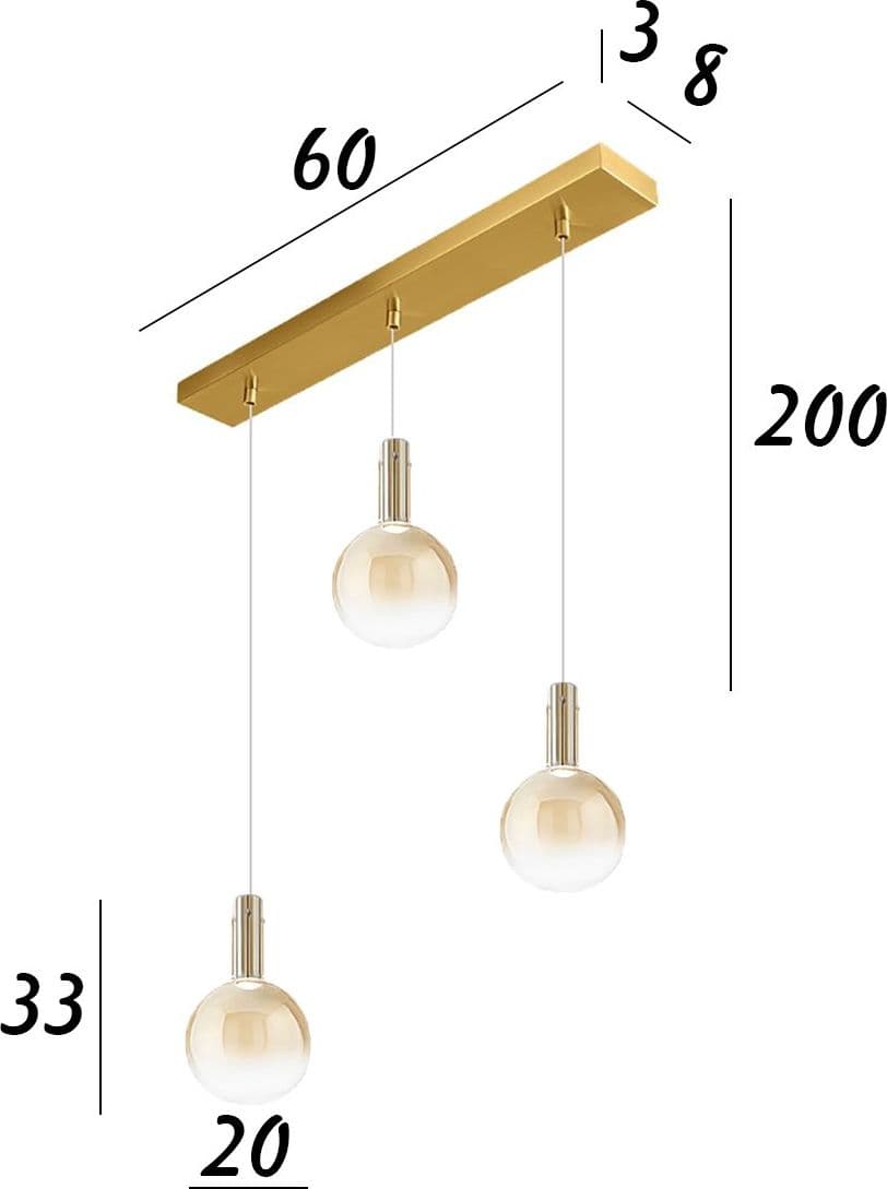 Lampadario Perenz AMPOLLA S3 8310 AM 8034 OB LED 15W 3000K 1020LM vetro borosilicato sfumato ambra - 4